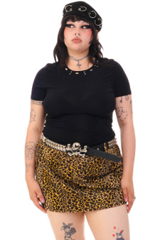 Vintage 90's Silver Bejeweled Black Top