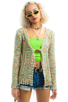 Vintage 90's Does 70's Delia Rainbow Marble Knit Cardigan