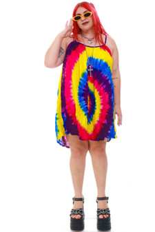 Vintage 90's Rainbow Tie-Dye Mini Dress