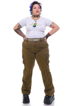 Vintage Y2K Olive Paint-Splattered Cargo Pants