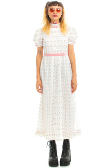 Vintage 70's Dolly Dreams White Lace Maxi Dress