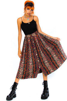 Vintage 80's Art Teacher Stripe Mix Maxi Skirt