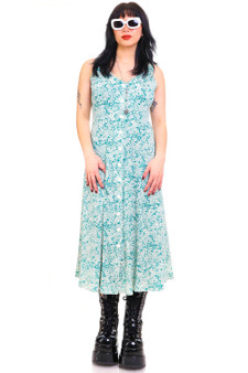 Vintage 90's Green Floral Maxi Dress