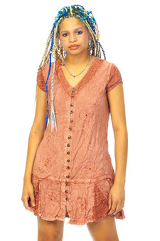 Vintage Y2K Embroidered Dusty Rose Mini Dress