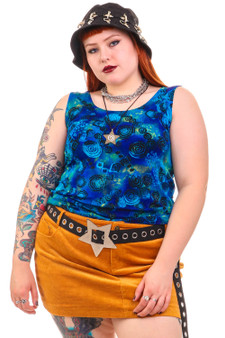 Vintage 90's Stretchy Blue Swirly Tank Top