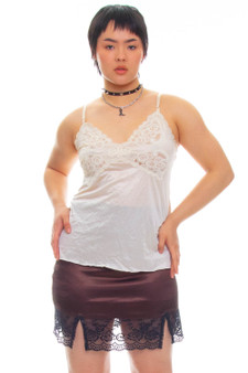 Vintage 90's Cream Silk Slip Lace Top