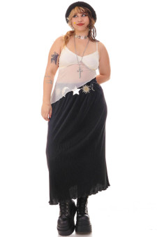 Vintage 90's So Many Pleats Black Maxi Skirt 1