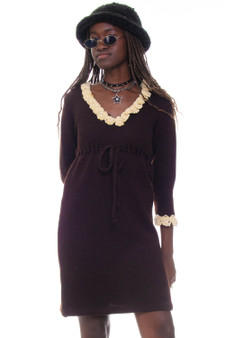 Vintage 70's Italian Wool Ruffle Dress