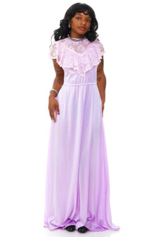 Vintage 70's Victorian Lace Lavender Maxi Dress