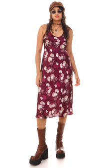 Vintage 90's Slinky Purple Floral Midi Dress