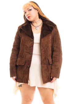 Vintage 70's Brown Cozy Corduroy Fur Collar Coat