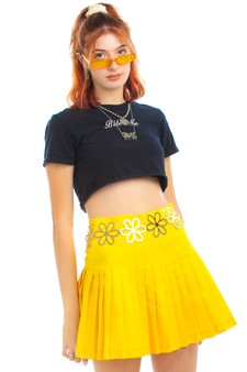 Vintage 80's Banana-Rama Yellow Pleated Mini Skirt