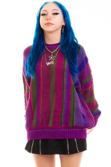 Vintage 90's Purple Tone Striped Cozy Sweater