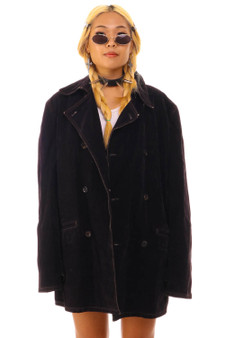Vintage Y2K Fancy Ultra Soft Lush Velvet Pea Coat Jacket