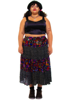 Vintage 90's Floral Maxi Pleated Skirt