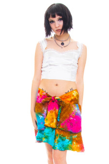 Vintage 90's Rainbow Tie-Dye Ruffle Tie Skir