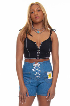 Vintage 90's Deadstock Lace-Up Denim Shorts