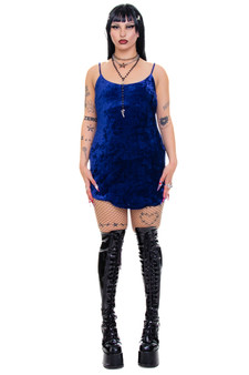 Vintage 90's Midnight Blue Velvet Mini Dress