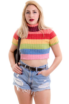 Vintage 90's Rainbow Baby Cropped Turtleneck