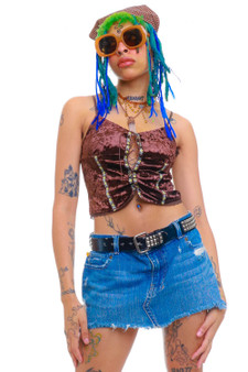 Vintage Y2K Hollister Distressed Denim Mini Skirt