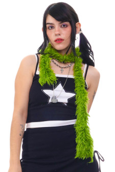 Vintage Y2K Thin Green Fuzzy Monster Scarf