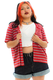 Vintage 90's Cinnamon Stripe Button-Front Top