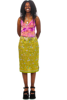 Vintage 90's Hype! Embroidered Floral Satin Skirt