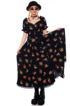 Vintage 90's Witchy Lace And Flower Maxi Dress
