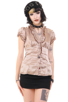 Vintage Y2K Silky Polka Dot Button Up Blouse