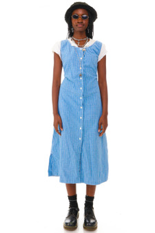 Vintage 90's Blue Gingham Maxi Dress
