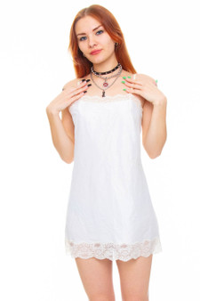 Vintage 90's White Lace Sheer Slip Dress 1