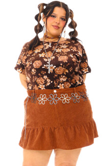 Vintage 90's Brown Velvet Floral Top