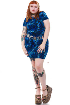 Vintage Y2K Blue Cheetah Dress