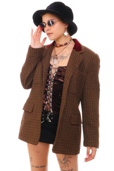 Vintage 80's Plaid & Velvet Blazer