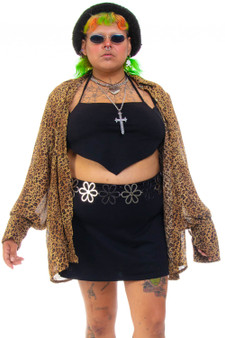 Vintage 90's Crepe Leopard-Print Button-Up Shirt