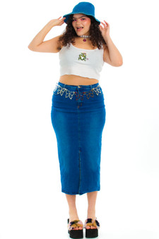 Vintage Y2K At Ur Request Stretch Denim Maxi Skirt