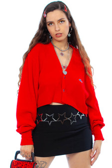 Vintage 80's Red Cropped Cardigan