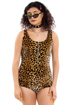 Not-Quite-Vintage Y2K Fran Leopard Velvet Bodysuit