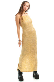 Vintage 90's Champagne Kissed Glitter Maxi Dress