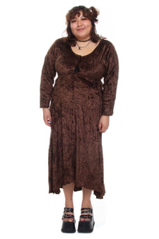 Vintage 90's Brown Velvet Babydoll Maxi Dress