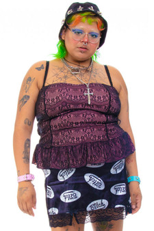 Vintage 90's Black & Pink Lace Cupcake Tube Top