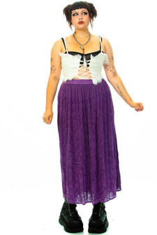 Vintage 90's Faded Lilac Embroidered Maxi Skirt