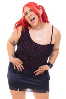 Vintage 90's Sparkly Asymmetrical Buckle Tank Top