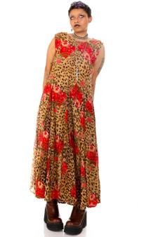 Vintage 90's Rawr Cheetah Floral Tank Maxi Dress