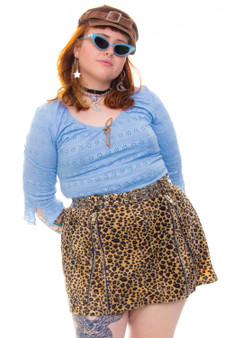 Vintage Y2K Stretchy Baby Blue Eyelet Top