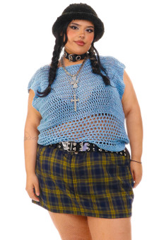 Vintage 90's Blue Open Knit Tank Top