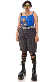 Vintage Y2K Skater Grey Plaid Cargo Shorts