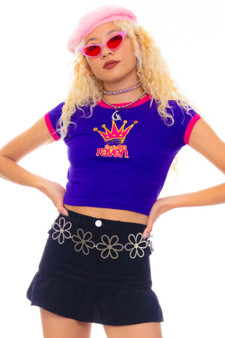 Vintage Y2K That's So Raven Glitter Ringer Tee - XS