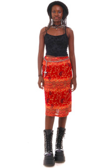 Vintage 90's 100% Silk Paisley Skirt