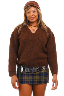 Vintage 90's Thick Brown V-neck Knitted Sweater
